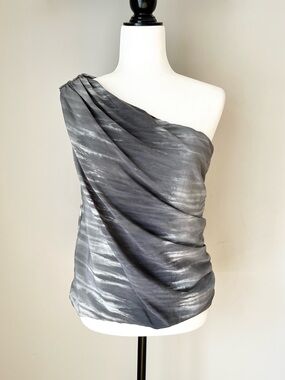 Alice + Olivia Silk One Shoulder Blouse Tank